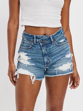 2/$30 American Eagle Strigid Denim Mom Short Medium Tinted Indigo XXS #A2964